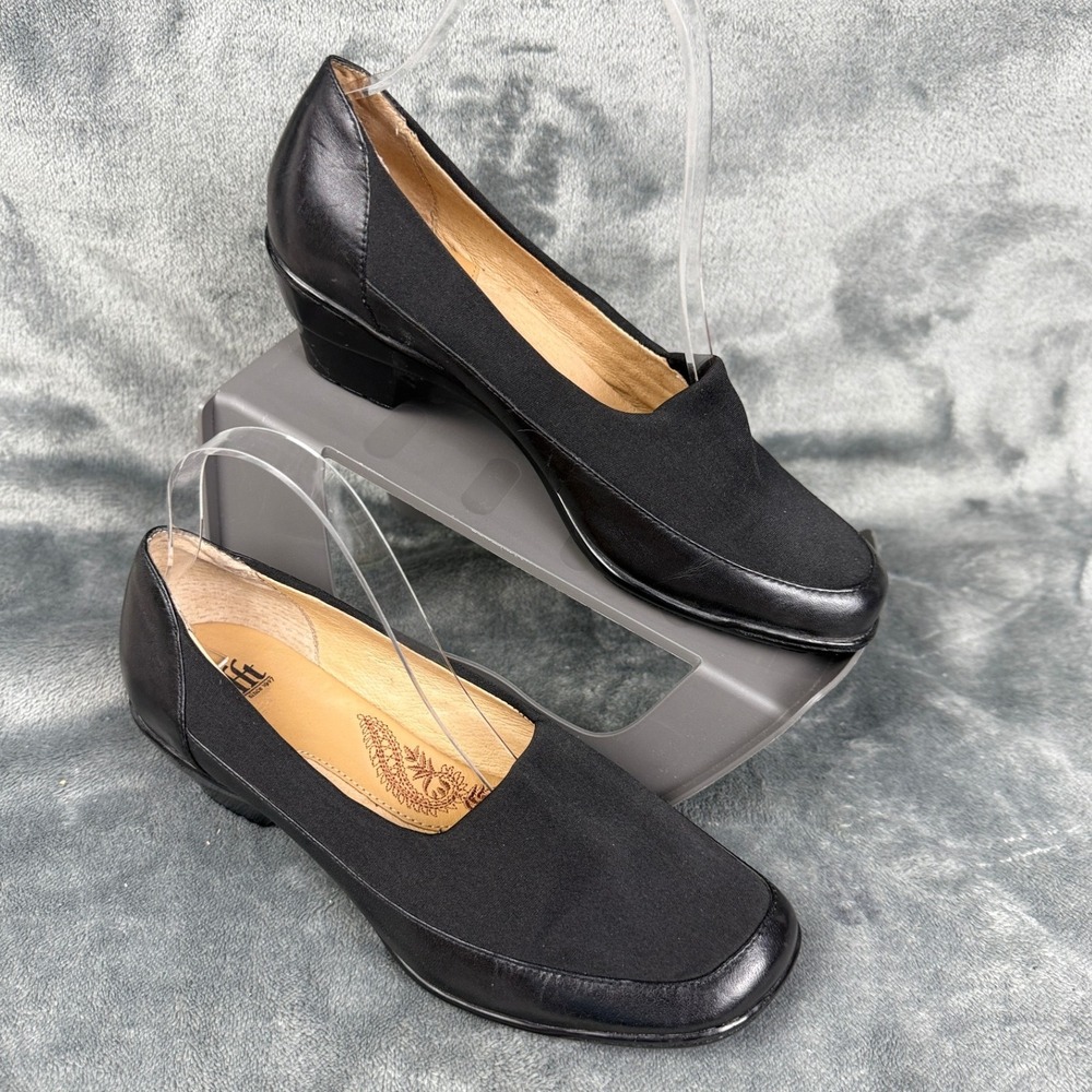 Softt Black Leather Loafers Comfort Slip On Low Heel Dress Shoes‎ NWOB